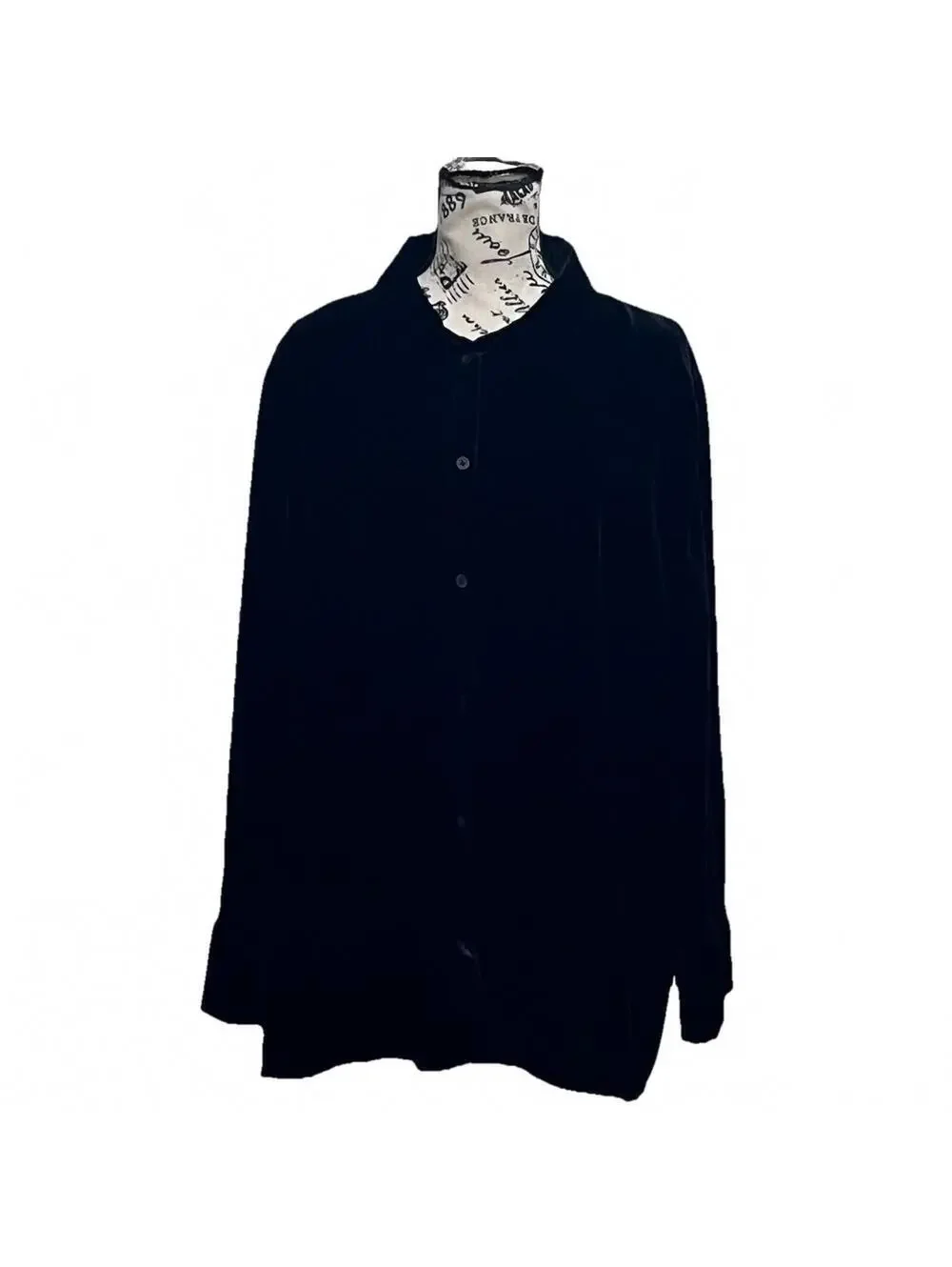 Banana Republic Black Velvet Tunic Blouse XXL Goth Whimsy Dark Coquette